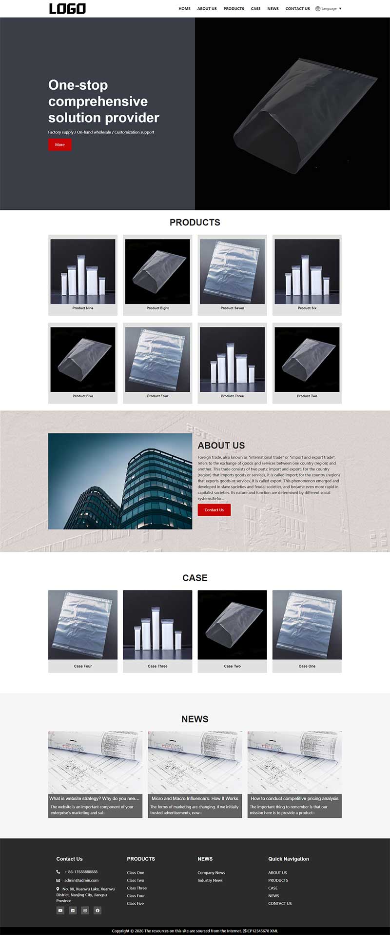 (自适应手机端)PE包装袋网站模板 pbootcms外贸网站模板 - 自动翻译